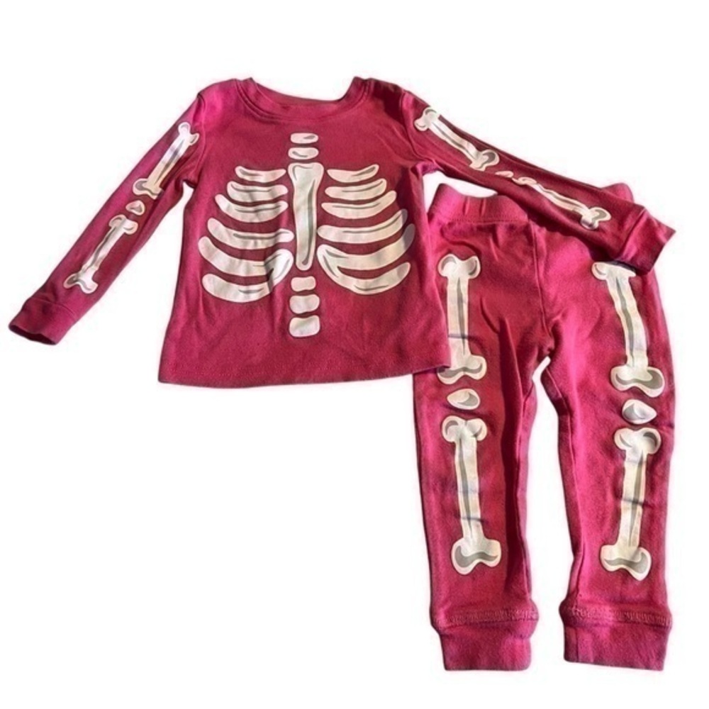 Pink skeleton  bones pajama set Halloween 18 months